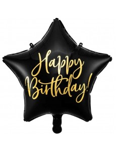 Balão Estrela Preto Happy Birthday